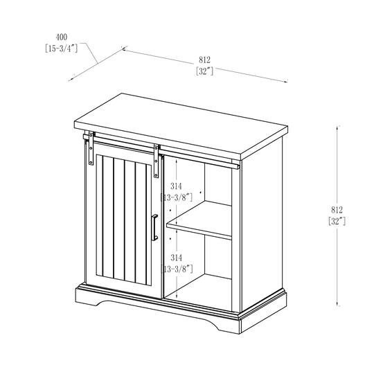 Edison Walker 32" White Oak Sliding Grooved Door Modern Accent Cabinet